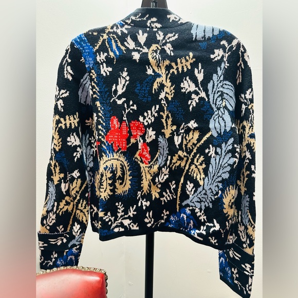 Pilcro for Anthropologie Blue Multicolor Patterned 3-Button Cardigan, Size XS - Picture 9 of 9
